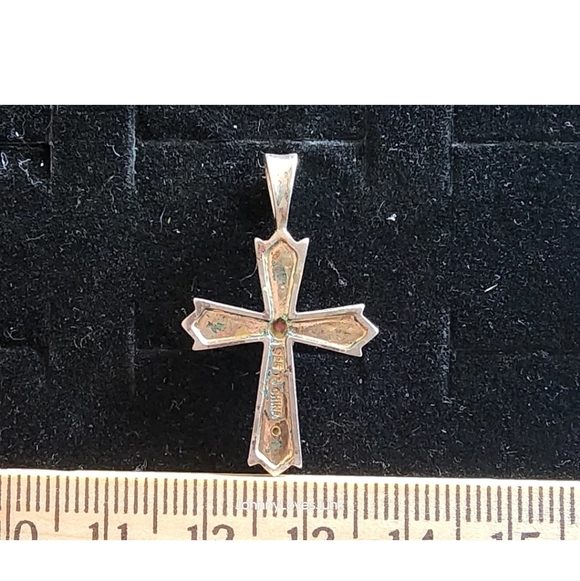 media_012babee-1f29-4f62-9a97-  Vintage Sterling Silver/Diamond/Ruby Cross/Crucifix Necklace Pendant Marked 925